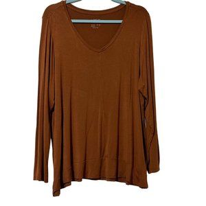 LOGO by Lori Goldstein size 2X burnt orange long sleeve deep v neck top